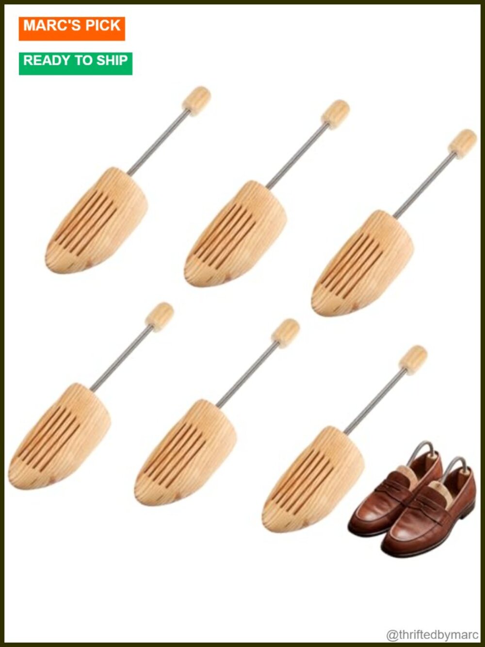 3 Pairs Wood Shoe Trees Adjustable Spring Unisex